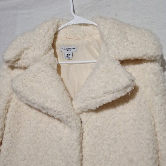 Cream Teddy Jacket, Faux Fur, Oversized Celebrity Pink Sz 4, NWT - Picture 3 of 12
